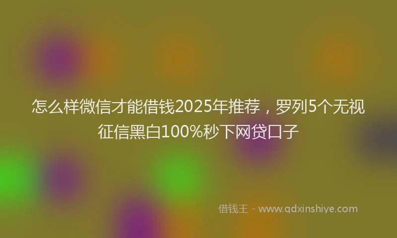 怎么样微信才能借钱2025年推荐，罗列5个无视征信黑白100%秒下网贷口子