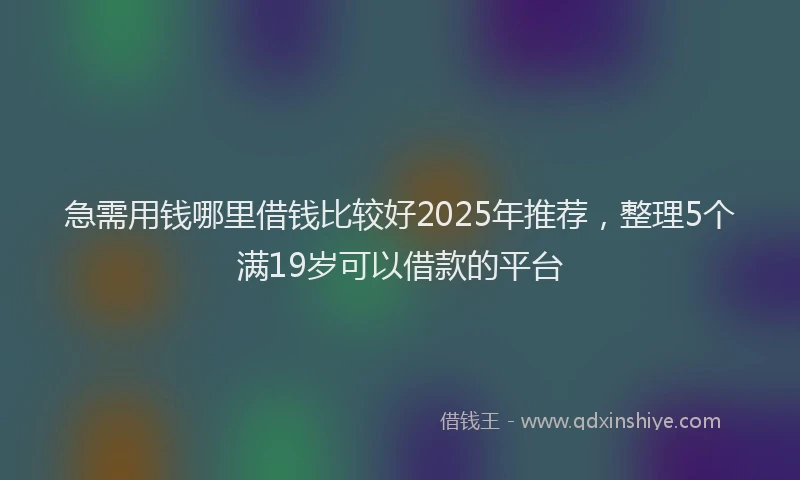 急需用钱哪里借钱比较好2025年推荐，整理5个满19岁可以借款的平台