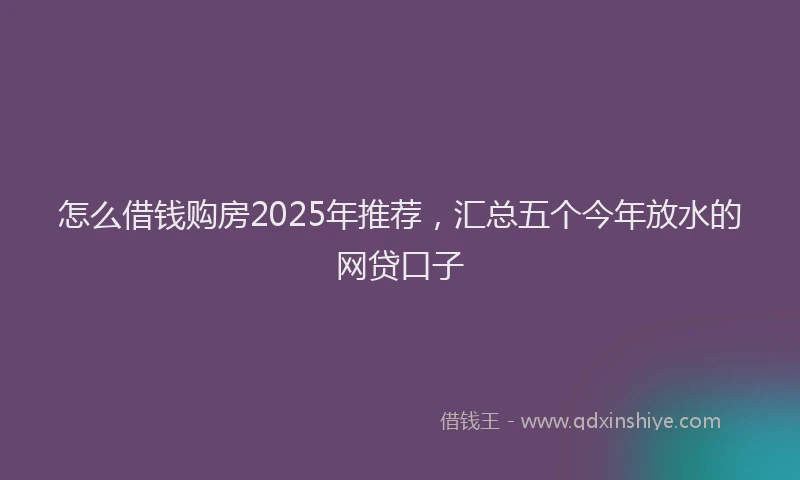 怎么借钱购房2025年推荐，汇总五个今年放水的网贷口子