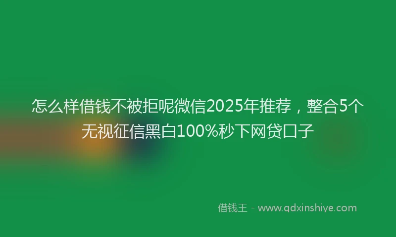 怎么样借钱不被拒呢微信2025年推荐，整合5个无视征信黑白100%秒下网贷口子