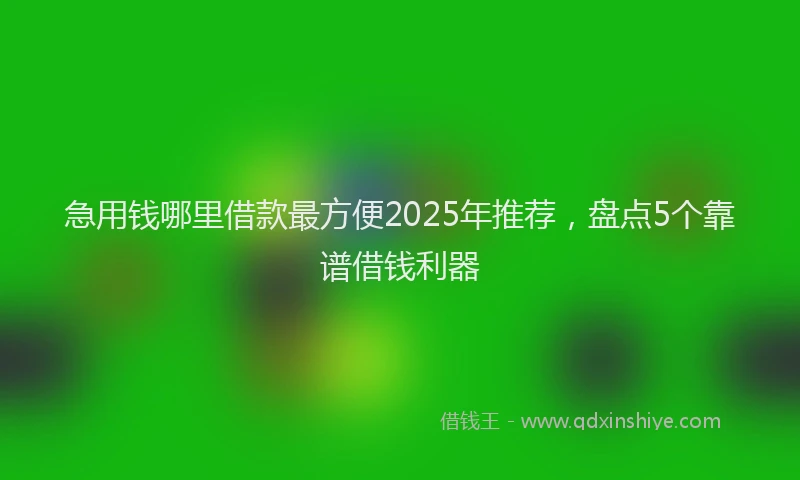 急用钱哪里借款最方便2025年推荐，盘点5个靠谱借钱利器