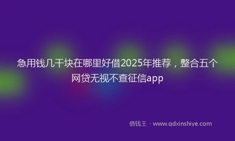 急用钱几干块在哪里好借2025年推荐，整合五个网贷无视不查征信app