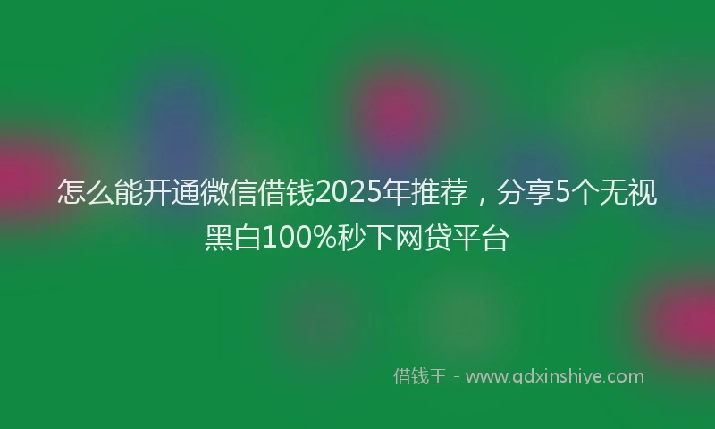 怎么能开通微信借钱2025年推荐，分享5个无视黑白100%秒下网贷平台