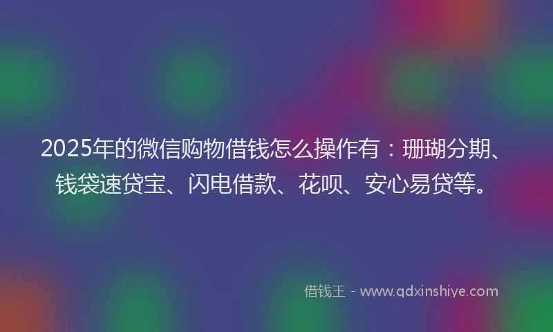 2025年的微信购物借钱怎么操作有：珊瑚分期、钱袋速贷宝、闪电借款、花呗、安心易贷等。
