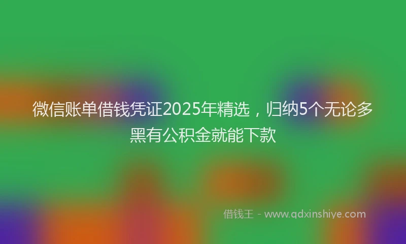 微信账单借钱凭证2025年精选，归纳5个无论多黑有公积金就能下款