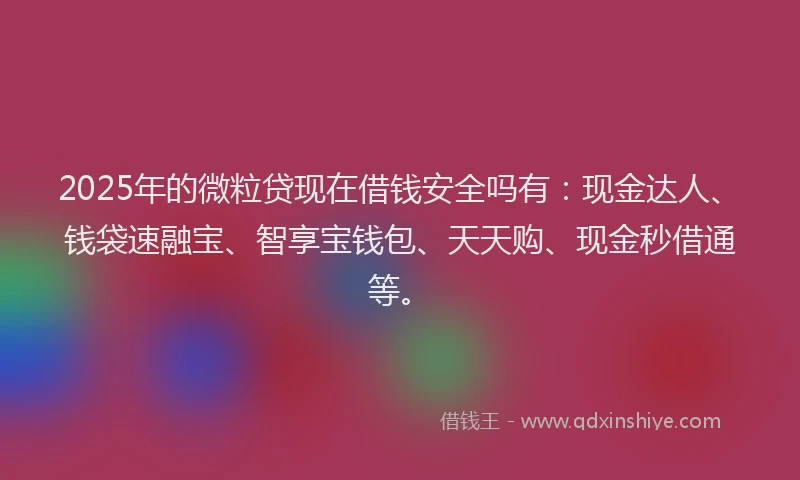 2025年的微粒贷现在借钱安全吗有：现金达人、钱袋速融宝、智享宝钱包、天天购、现金秒借通等。