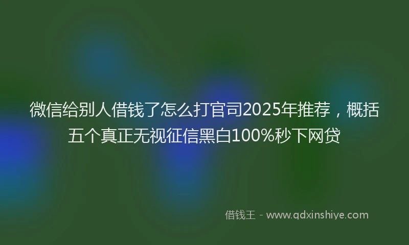 微信给别人借钱了怎么打官司2025年推荐，概括五个真正无视征信黑白100%秒下网贷