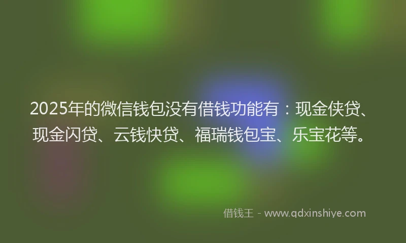 2025年的微信钱包没有借钱功能有：现金侠贷、现金闪贷、云钱快贷、福瑞钱包宝、乐宝花等。