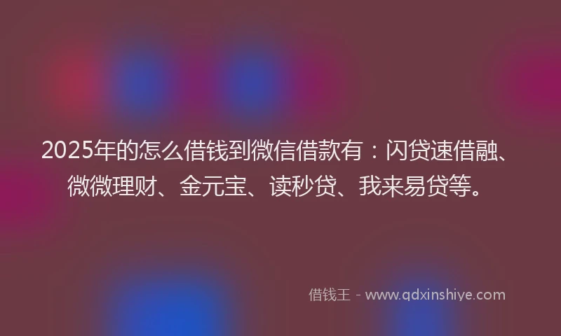 2025年的怎么借钱到微信借款有：闪贷速借融、微微理财、金元宝、读秒贷、我来易贷等。