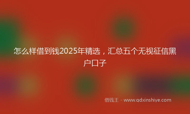 怎么样借到钱2025年精选，汇总五个无视征信黑户口子