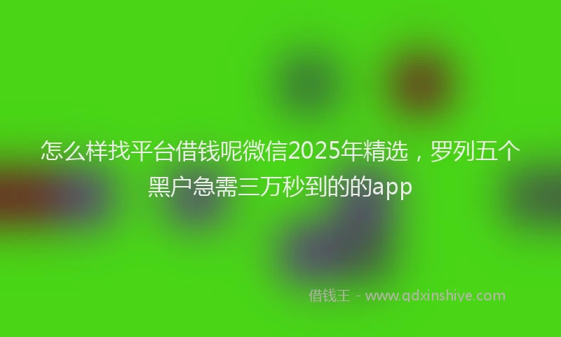 怎么样找平台借钱呢微信2025年精选，罗列五个黑户急需三万秒到的的app