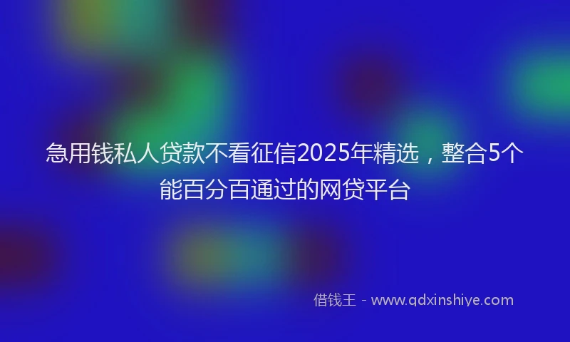 急用钱私人贷款不看征信2025年精选，整合5个能百分百通过的网贷平台