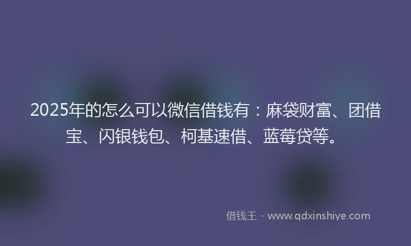 2025年的怎么可以微信借钱有：麻袋财富、团借宝、闪银钱包、柯基速借、蓝莓贷等。