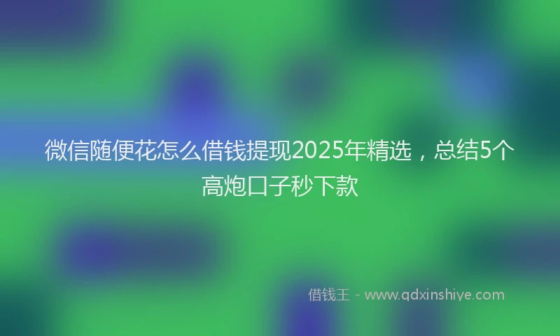 微信随便花怎么借钱提现2025年精选，总结5个高炮口子秒下款