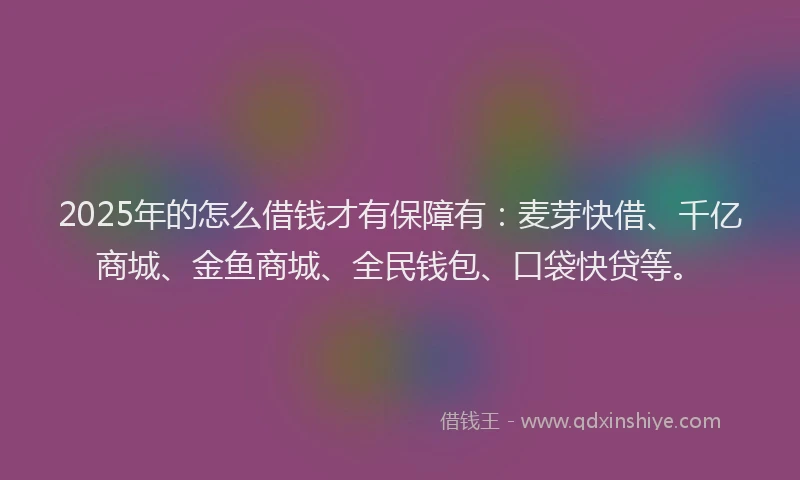 2025年的怎么借钱才有保障有：麦芽快借、千亿商城、金鱼商城、全民钱包、口袋快贷等。