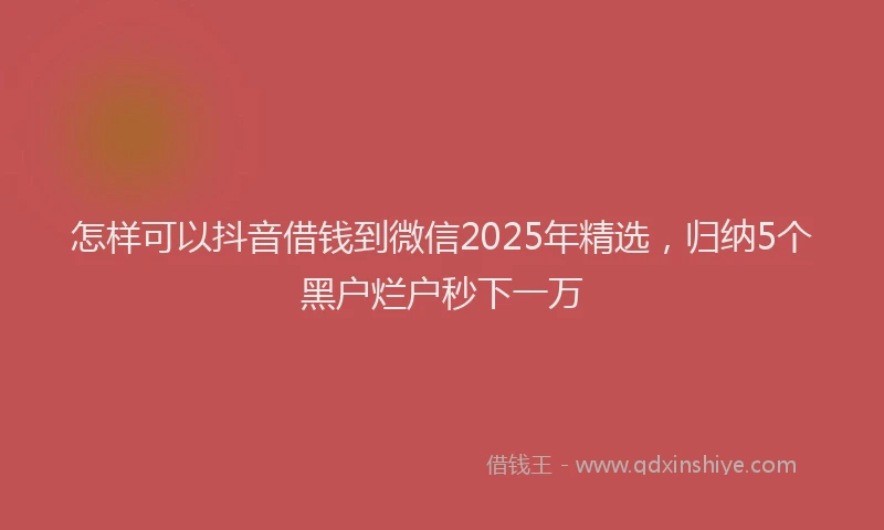 怎样可以抖音借钱到微信2025年精选，归纳5个黑户烂户秒下一万