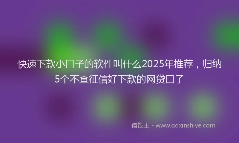 快速下款小口子的软件叫什么2025年推荐，归纳5个不查征信好下款的网贷口子