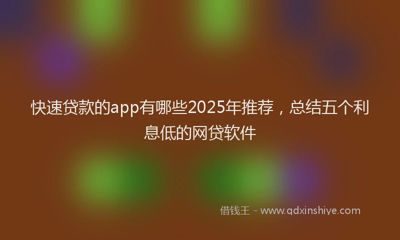 快速贷款的app有哪些2025年推荐，总结五个利息低的网贷软件