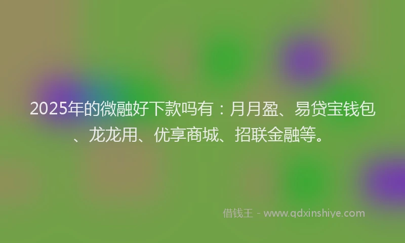 2025年的微融好下款吗有：月月盈、易贷宝钱包、龙龙用、优享商城、招联金融等。