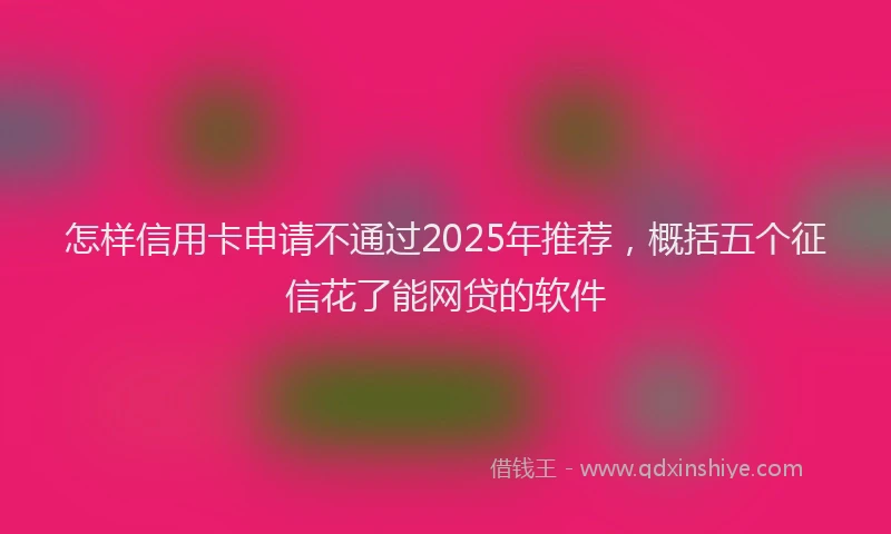 怎样信用卡申请不通过2025年推荐，概括五个征信花了能网贷的软件
