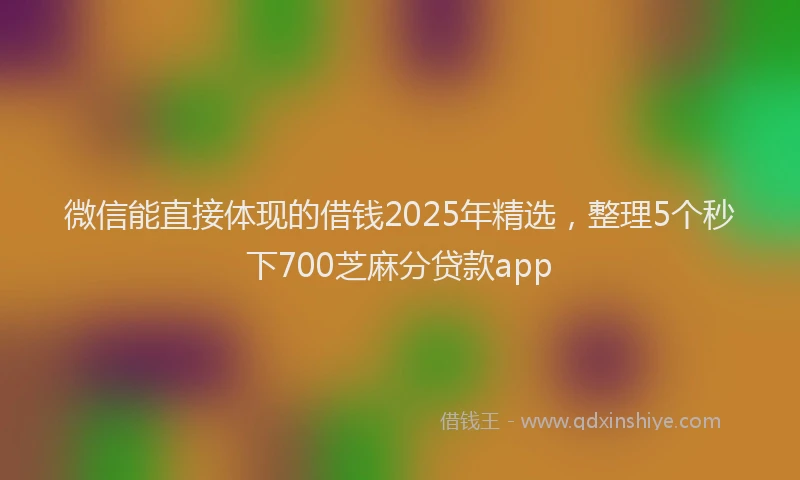 微信能直接体现的借钱2025年精选，整理5个秒下700芝麻分贷款app