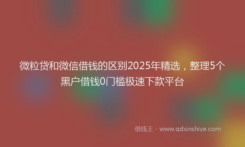 微粒贷和微信借钱的区别2025年精选，整理5个黑户借钱0门槛极速下款平台