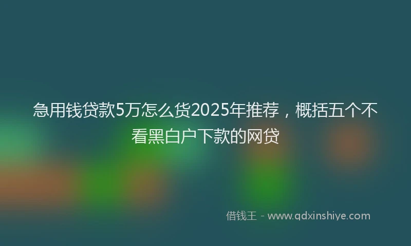 急用钱贷款5万怎么货2025年推荐，概括五个不看黑白户下款的网贷