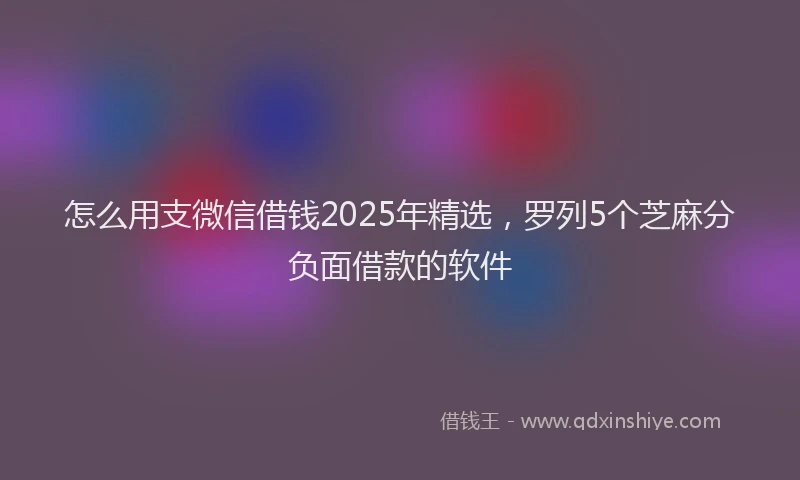 怎么用支微信借钱2025年精选，罗列5个芝麻分负面借款的软件