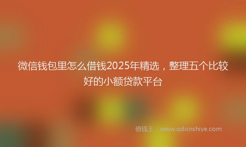 微信钱包里怎么借钱2025年精选，整理五个比较好的小额贷款平台