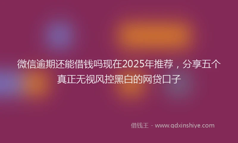 微信逾期还能借钱吗现在2025年推荐，分享五个真正无视风控黑白的网贷口子