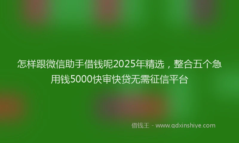 怎样跟微信助手借钱呢2025年精选，整合五个急用钱5000快审快贷无需征信平台