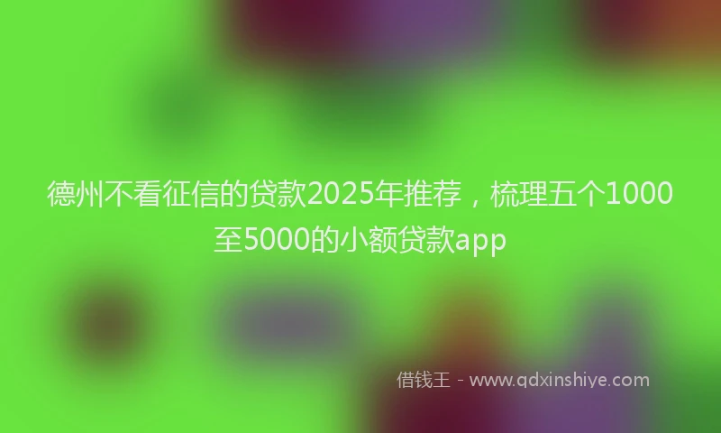 德州不看征信的贷款2025年推荐，梳理五个1000至5000的小额贷款app