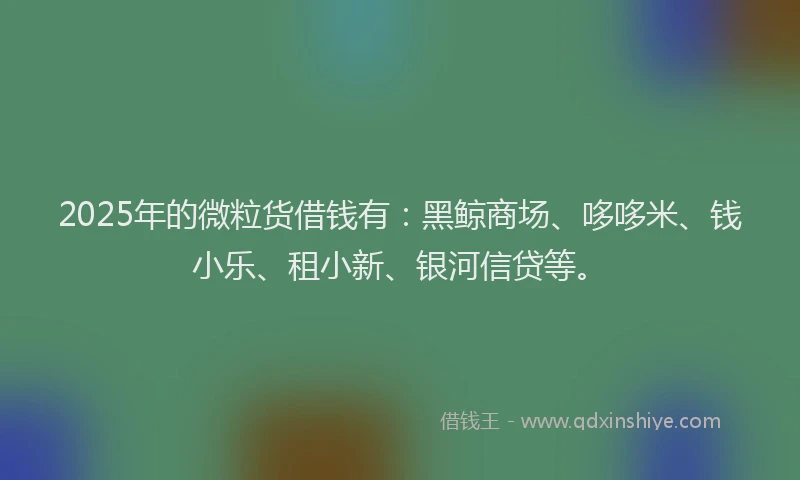 2025年的微粒货借钱有：黑鲸商场、哆哆米、钱小乐、租小新、银河信贷等。