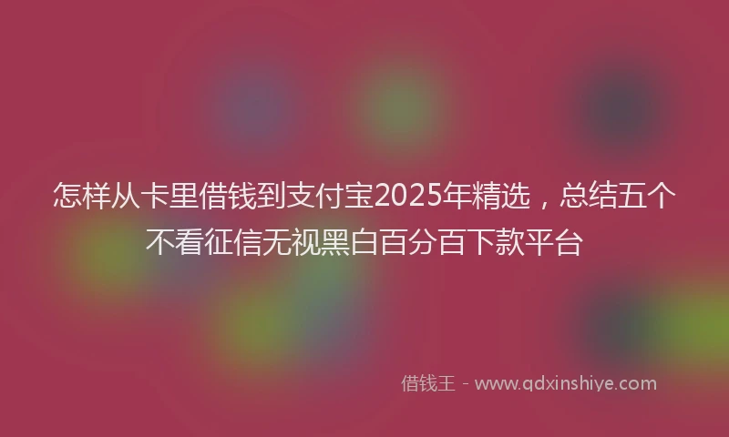 怎样从卡里借钱到支付宝2025年精选，总结五个不看征信无视黑白百分百下款平台