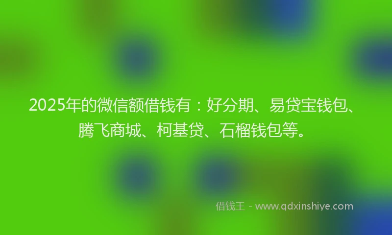 2025年的微信额借钱有：好分期、易贷宝钱包、腾飞商城、柯基贷、石榴钱包等。