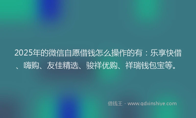 2025年的微信自愿借钱怎么操作的有：乐享快借、嗨购、友佳精选、骏祥优购、祥瑞钱包宝等。