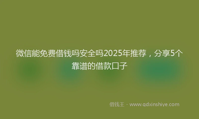 微信能免费借钱吗安全吗2025年推荐，分享5个靠谱的借款口子