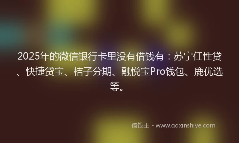 2025年的微信银行卡里没有借钱有：苏宁任性贷、快捷贷宝、桔子分期、融悦宝Pro钱包、鹿优选等。