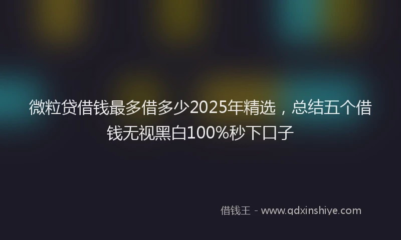 微粒贷借钱最多借多少2025年精选，总结五个借钱无视黑白100%秒下口子