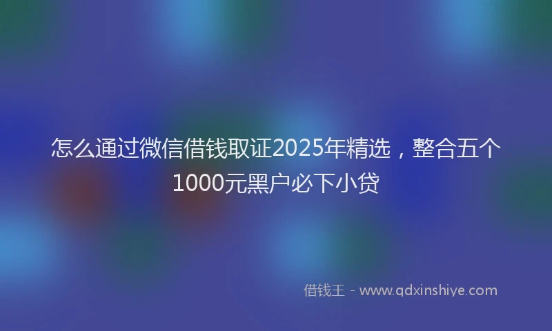 怎么通过微信借钱取证2025年精选，整合五个1000元黑户必下小贷