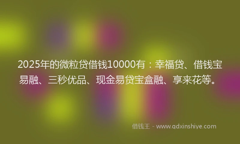 2025年的微粒贷借钱10000有：幸福贷、借钱宝易融、三秒优品、现金易贷宝盒融、享来花等。