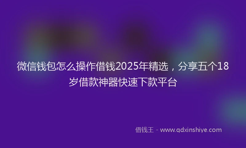 微信钱包怎么操作借钱2025年精选，分享五个18岁借款神器快速下款平台