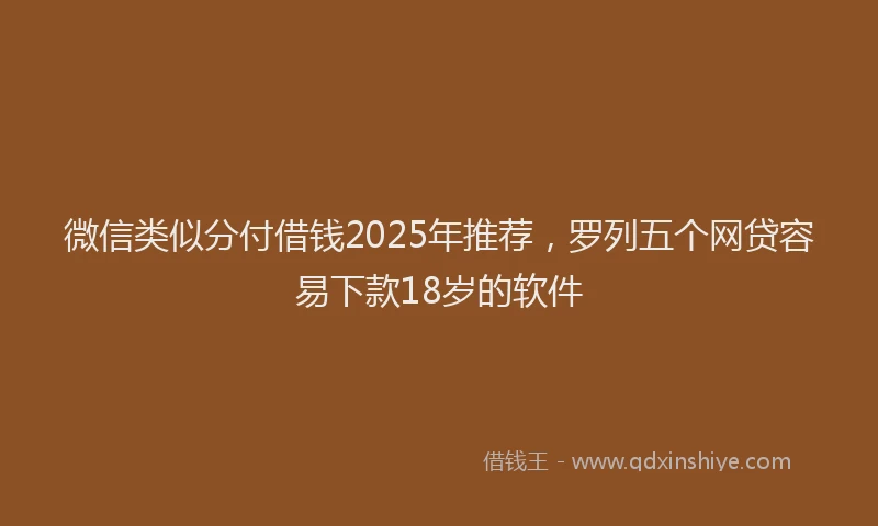 微信类似分付借钱2025年推荐，罗列五个网贷容易下款18岁的软件