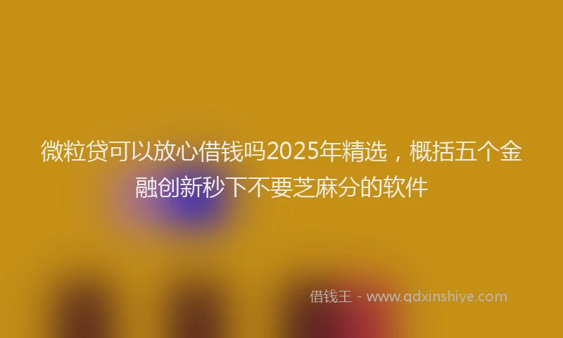 微粒贷可以放心借钱吗2025年精选，概括五个金融创新秒下不要芝麻分的软件
