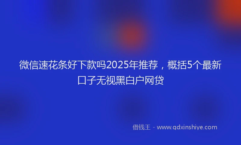 微信速花条好下款吗2025年推荐，概括5个最新口子无视黑白户网贷