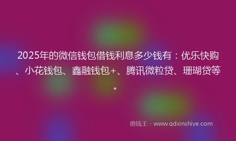 2025年的微信钱包借钱利息多少钱有：优乐快购、小花钱包、鑫融钱包+、腾讯微粒贷、珊瑚贷等。