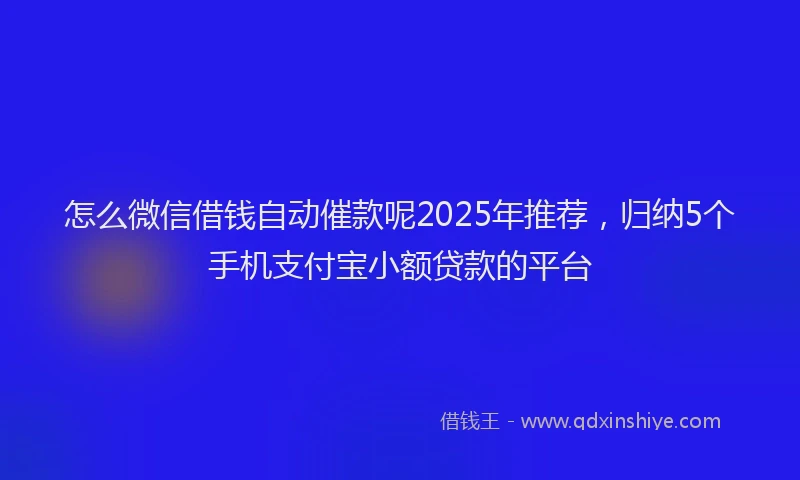 怎么微信借钱自动催款呢2025年推荐，归纳5个手机支付宝小额贷款的平台