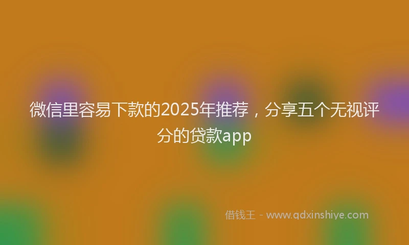 微信里容易下款的2025年推荐，分享五个无视评分的贷款app
