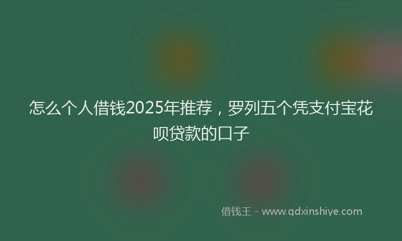 怎么个人借钱2025年推荐，罗列五个凭支付宝花呗贷款的口子