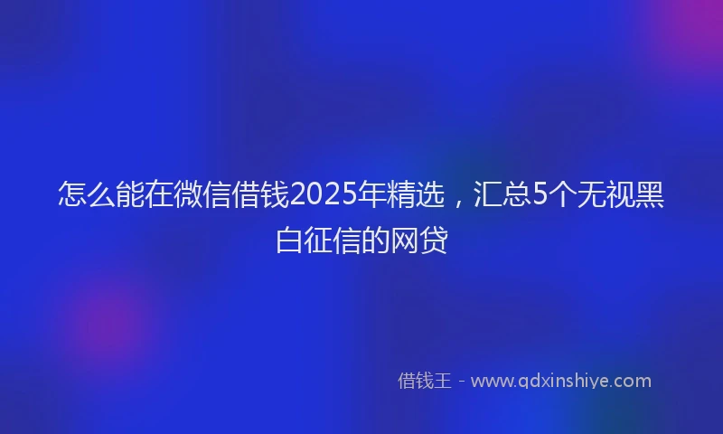 怎么能在微信借钱2025年精选，汇总5个无视黑白征信的网贷